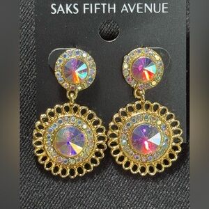 Bold AB Crystal Gold Statement Earrings Saks Fifth Avenue